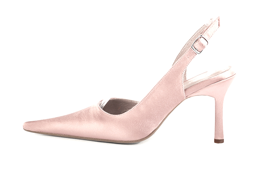 French elegance and refinement for these powder pink dress slingback shoes, 
                available in many subtle leather and colour combinations. For fans of very pointed toes, this pretty pump will elegantly complete your outfits.
To be personalized or not, with your materials and colors.  
                Matching clutches for parties, ceremonies and weddings.   
                You can customize these shoes to perfectly match your tastes or needs, and have a unique model.  
                Choice of leathers, colours, knots and heels. 
                Wide range of materials and shades carefully chosen.  
                Rich collection of flat, low, mid and high heels.  
                Small and large shoe sizes - Florence KOOIJMAN